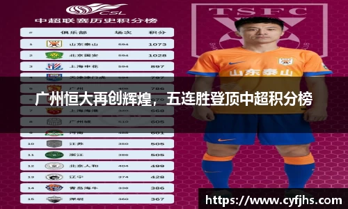 广州恒大再创辉煌，五连胜登顶中超积分榜